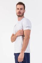 Camiseta Masculina Gola Careca Ribana Rovitex Mescla Branca Algodão