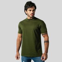 Camiseta Masculina Gola Média Algodão Premium Slim Básica Elegante Casual Atemporal Confortável
