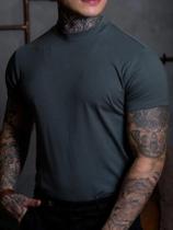 Camiseta Masculina Gola Média Slim Cinza - Conquest