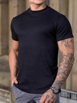 Camiseta Masculina Gola Média Slim Preta - Conquest