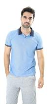 Camiseta Masculina Gola Polo Azul Celeste Piquet Básico