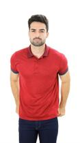 Camiseta Masculina Gola Polo Prime De Viscose Vermelho E Marinho