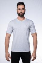 Camiseta Masculina Gola Redonda Bordada Mescla Claro