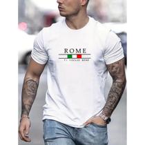 Camiseta Masculina Gola Redonda Casual Roma Italia Algodão 100% Algodão
