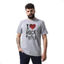 Camiseta Masculina Gola Redonda Estampada I LOVE ROCK IN ROLL Camiseta Masculina Gola Redonda Estampada I LOVE ROCK IN ROLL