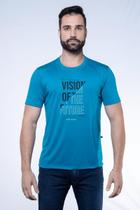 Camiseta Masculina Gola Redonda Estampada Turquesa