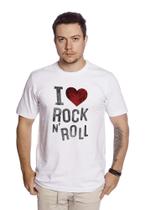 Camiseta Masculina Gola Redonda TechMalhas estampada I LOVE ROCK IN ROLL