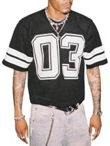 Camiseta masculina GORGLITTER oversized de malha estilo jersey de basquete tamanho L Camiseta masculina GORGLITTER oversized de malha estilo jersey de basquete tamanho L