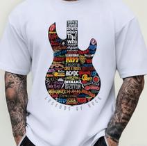 Camiseta Masculina Guitarra Bandas De Rock Black Casual