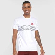Camiseta masculina Hang loose Set Listrada, Cor. Branco, Ref. HLTS010279 Camiseta masculina Hang loose Set Listrada, Cor. Branco, Ref. HLTS010279