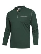 Camiseta masculina Hardaddy Henley de manga comprida verde escura 3GG Camiseta masculina Hardaddy Henley de manga comprida verde escura 3GG
