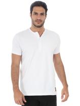 Camiseta Masculina Henley Manga Curta Anistia Branca