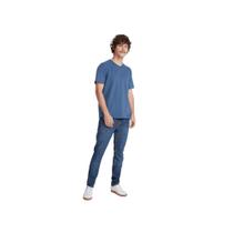 Camiseta Masculina Hering Flamê Decote V Azul Médio - Coral