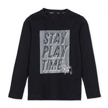 Camiseta Masculina Infantil Manga Longa Meia Estação Estampa Stay Play Time Charpey Gola Redonda