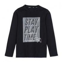 Camiseta Masculina Infantil Manga Longa Meia Estação Estampa Stay Play Time Charpey Gola Redonda