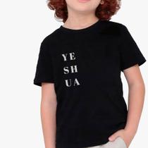 Camiseta Masculina Infantil Preta Branca Estampada Yeshua