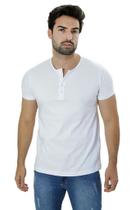 Camiseta Masculina Ixória Branca Básica Henley