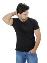 Camiseta Masculina Ixória Preta Básica Henley