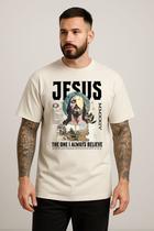 Camiseta Masculina Jesus Arte Central Blusa Religiosa Estilo Atemporal Expressão Cristã Forte Presença Visual Moderno