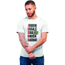 Camiseta Masculina Jesus Única Saída Preta Camiseta Masculina Jesus Única Saída Preta