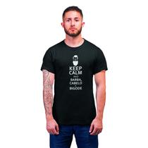 Camiseta Masculina Keep Calm Barba Cabelo e Bigode Preta