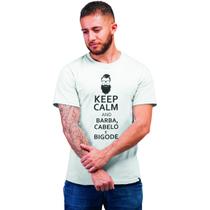 Camiseta Masculina Keep Calm Barba Cabelo e Bigode Preta