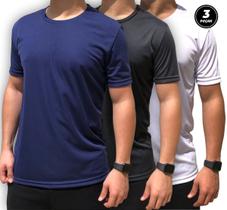 Camiseta Masculina Kit 3 Camisa Dry Fit Manga Curta Alta Transpiração P/Esportes Academia Caminhada