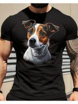Camiseta Masculina Lealdade - Estampa de Cachorro em Algodão Preto Camiseta Masculina Lealdade - Estampa de Cachorro em Algodão Preto