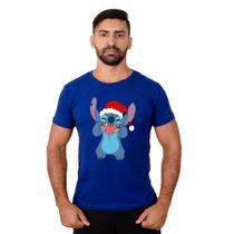 Camiseta Masculina Lilo Stitch Natal Desenho Animado Manga Curta