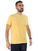 Camiseta Masculina Lisa Algodão Com Elastano Fit Amarela