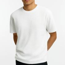 Camiseta Masculina Lisa Algodão Texturizada Casual