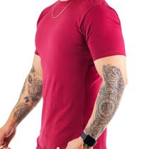 Camiseta Masculina Lisa Casual Básica Vinho Super Slim Alta Qualidade Tecido de Primeira Linha