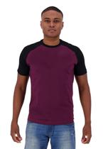 Camiseta Masculina Lisa Raglan Bordô e Preto