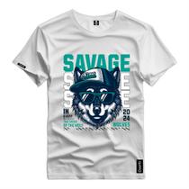 Camiseta Masculina Lobo Savegem Animal Personalizado Camisa Malha Premium Algodao Basica Top