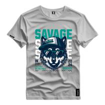 Camiseta Masculina Lobo Savegem Animal Personalizado Camisa Malha Premium Algodao Basica Top