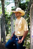 Camiseta Masculina Longhorn Rancho Sakura CARAMELO