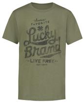 Camiseta masculina Lucky Brand, manga curta, estampada, gola redonda Camiseta masculina Lucky Brand, manga curta, estampada, gola redonda