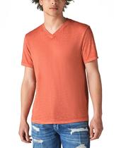 Camiseta masculina Lucky Brand Venice Burnout com decote em V - vermelha Camiseta masculina Lucky Brand Venice Burnout com decote em V - vermelha