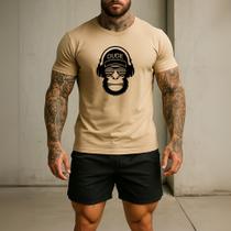 Camiseta Masculina Macaco Estiloso Fone Ref244 Camisa Básica Algodão Estampada