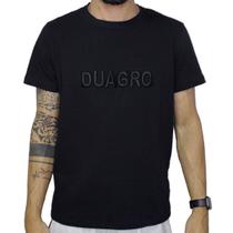 Camiseta Masculina Malha Peruana Bordado Gola Careca Preto Duagro
