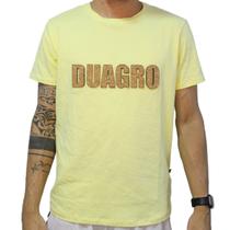 Camiseta Masculina Malha Peruana Gola Careca Amarelo Alto Relevo Duagro