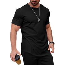 Camiseta masculina Mancozy, manga curta, gola redonda, algodão ajustado Camiseta masculina Mancozy, manga curta, gola redonda, algodão ajustado