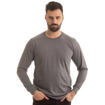 Camiseta Masculina Manga Comprida Lisa Com Punho