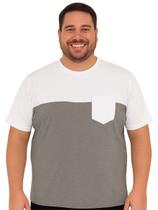 Camiseta Masculina Manga Curta Com Bolso Tamanho Plus Size