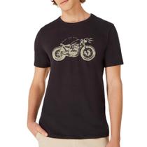 Camiseta Masculina Manga Curta com Estampa Moto Preto G Hering