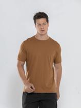Camiseta Masculina Manga Curta em Malha Algodão Peruana Premium Fio 30.01-Marrom -Modda Facil Camiseta Masculina Manga Curta em Malha Algodão Peruana Premium Fio 30.01-Marrom -Modda Facil