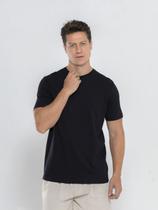 Camiseta Masculina Manga Curta em Malha Algodão Peruana Premium Fio 30.01 Preto -Modda Facil