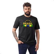 Camiseta Masculina Manga Curta Estampada Brasil Faixa