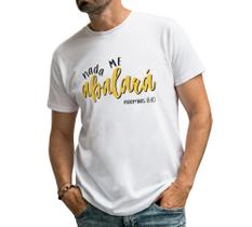 Camiseta Masculina Manga Curta Nada me abalará Moda Evangélica Cristã Gospel