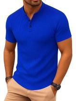Camiseta Masculina Manga Curta Raglan Modelo Henley Premium